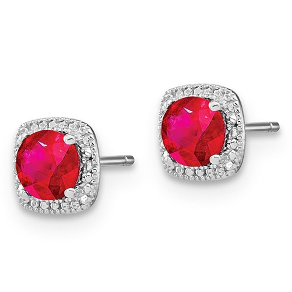 2.20 Carat (ctw) Lab-Created Ruby Stud Earrings in Sterling Silver Image 2