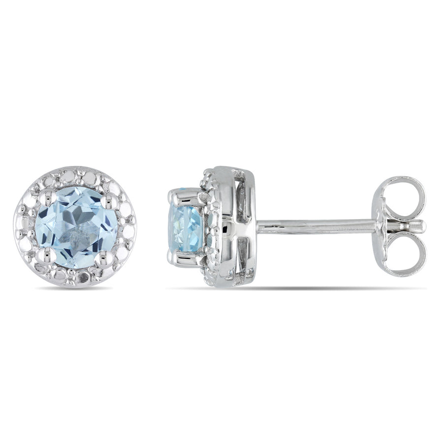 1.05 Carat (ctw) Blue Topaz Solitaire Earrings in Sterling Silver Image 1