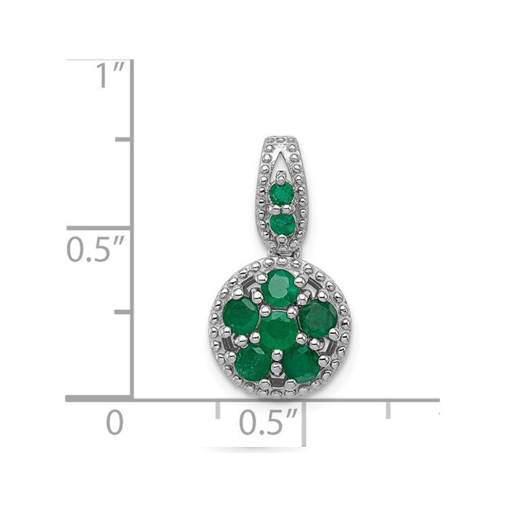 1/2 Carat (ctw) Natural Emerald Cluster Pendant Necklace in Sterling Silver with Chain Image 2