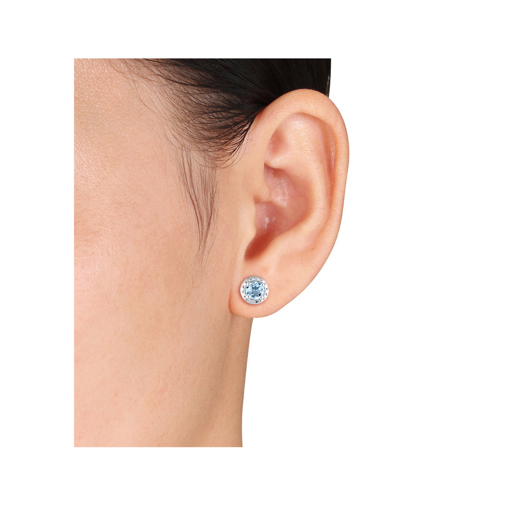 1.05 Carat (ctw) Blue Topaz Solitaire Earrings in Sterling Silver Image 2
