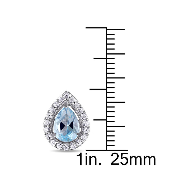 2.20 Carat (ctw) Blue Topaz and Lab Created White Sapphires Solitaire Earrings in Sterling Silver Image 3