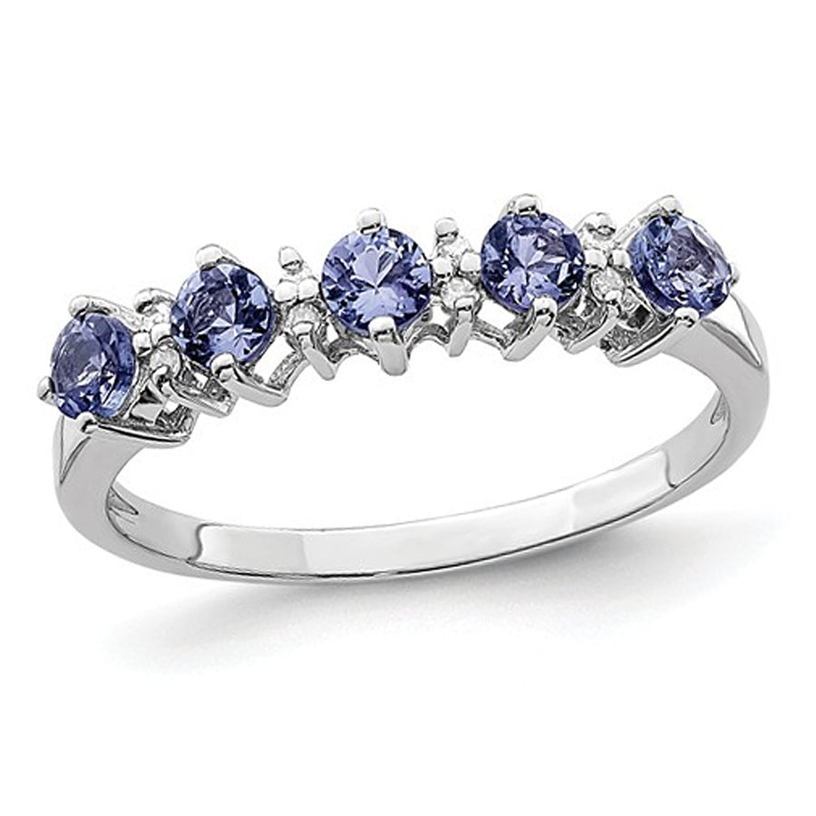1/2 carat (ctw) Tanzanite Ring in Sterling Silver with Accent Diamonds Image 1