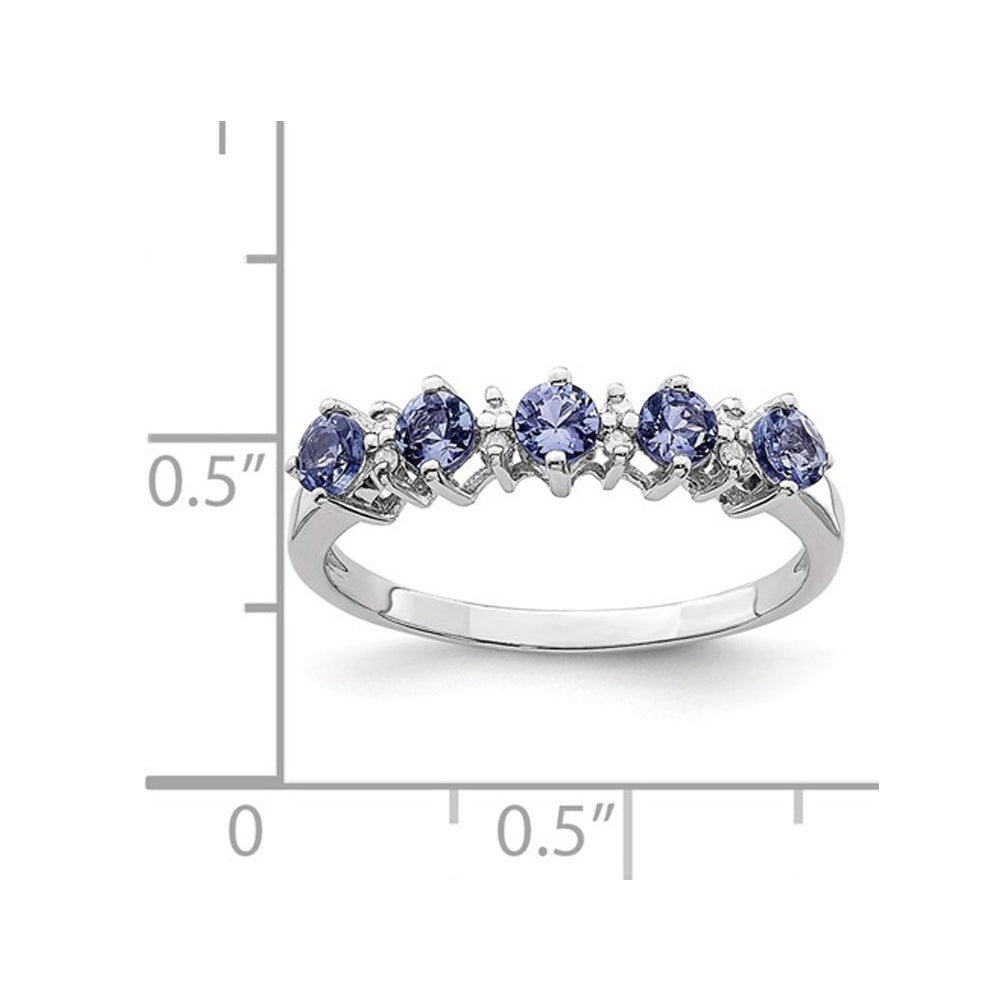 1/2 carat (ctw) Tanzanite Ring in Sterling Silver with Accent Diamonds Image 2