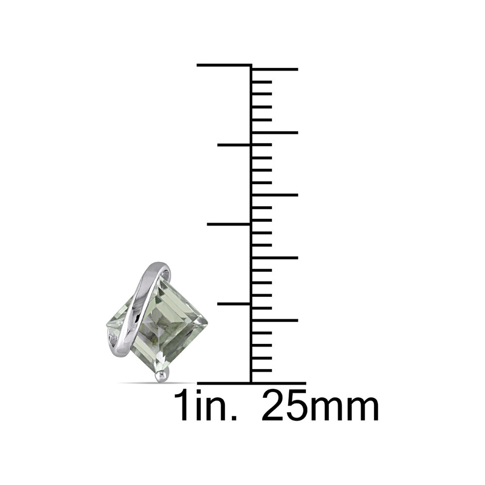 2.20 Carat (ctw) Princess Cut Green Amethyst Post Earrings in Sterling Silver Image 2