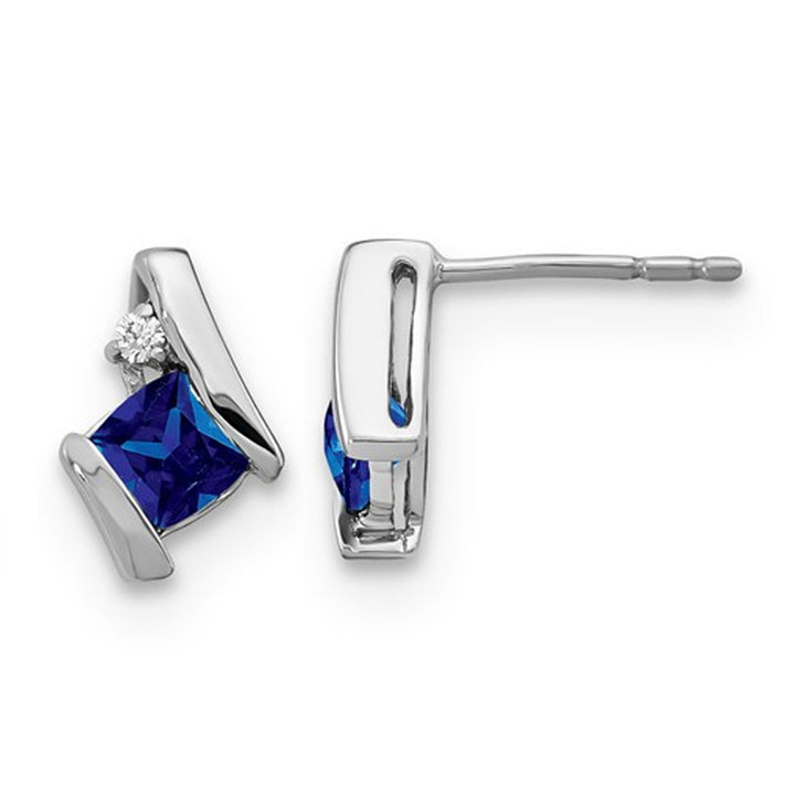 3/4 Carat (ctw) Lab-Created Blue Sapphire Earrings in Sterling Silver Image 1