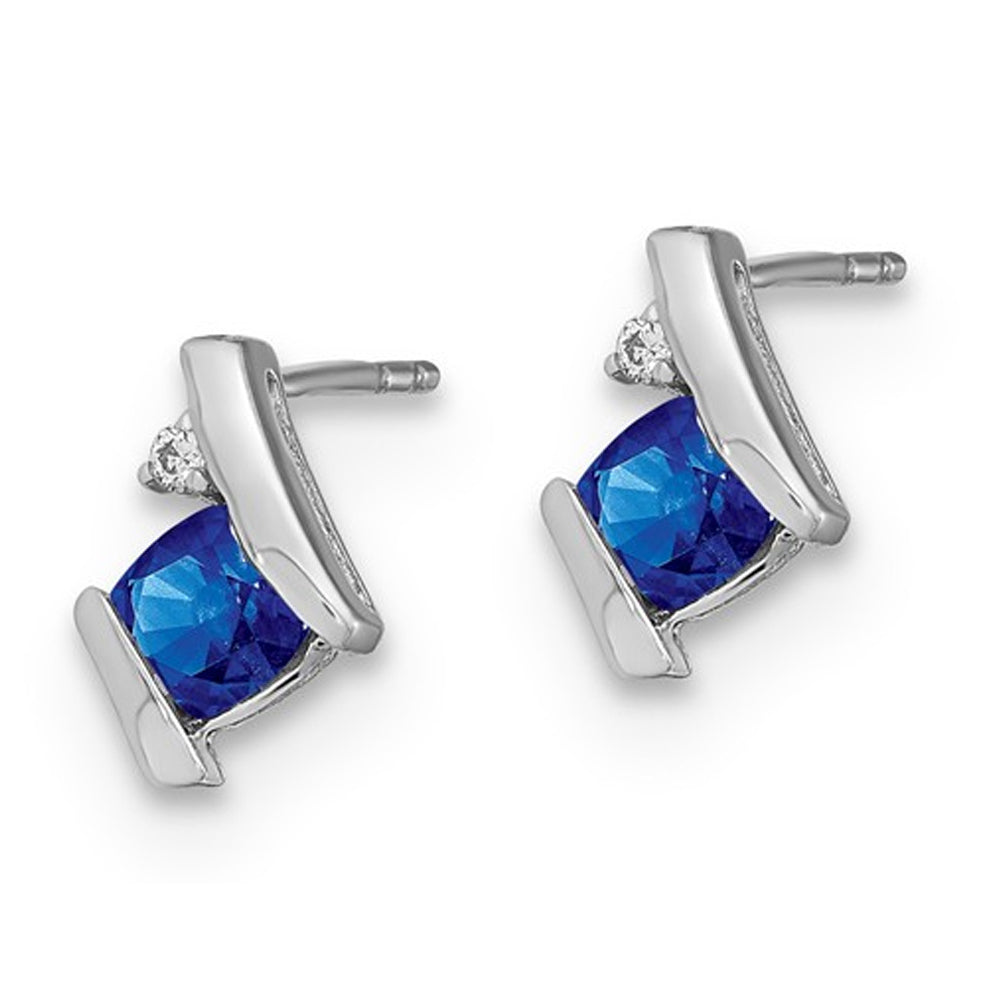 3/4 Carat (ctw) Lab-Created Blue Sapphire Earrings in Sterling Silver Image 2