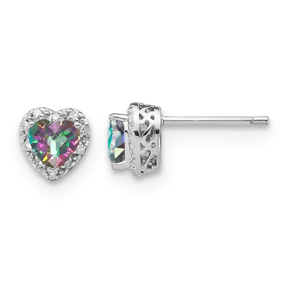 1.10 Carat (ctw) Mystic Fire Topaz Heart Earrings in Sterling Silver Image 1