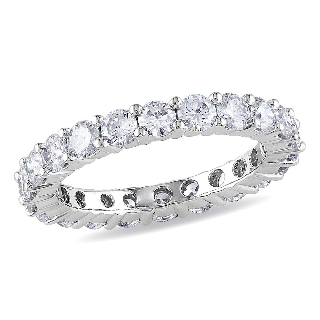 2.00 Carat (ctw) Diamond Wedding Eternity Band Ring in 14K White Gold Image 1