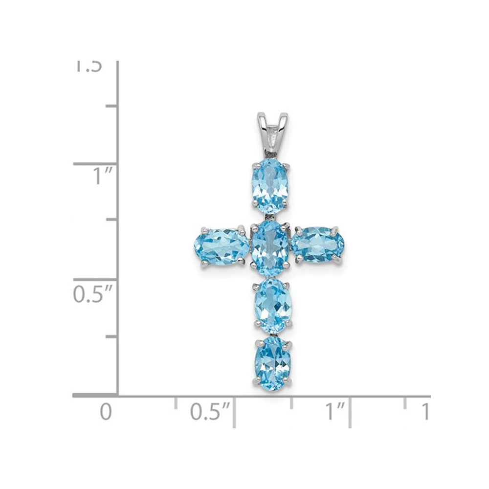 3.00 Carat (ctw) Swiss-Blue Topaz Cross Pendant Necklace in Sterling Silver Image 2