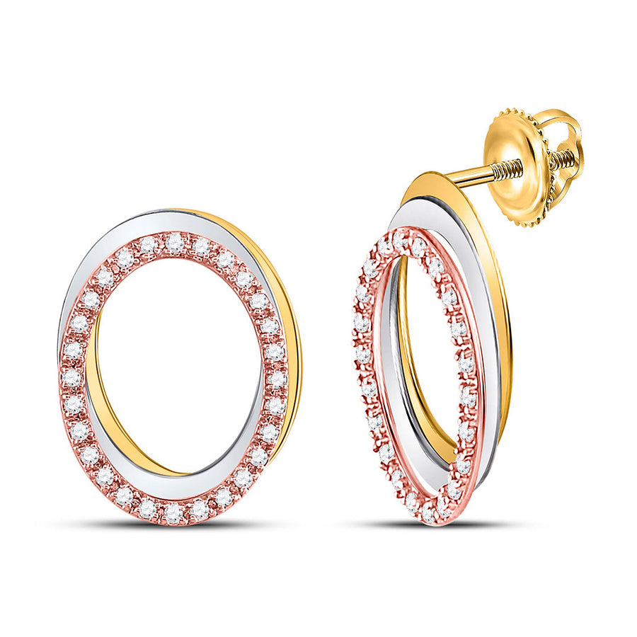 1/5 Carat (ctw I-JI2-I3) Diamond Circle Post Earrings in 10K WhiteYellow and Pink Gold Image 1