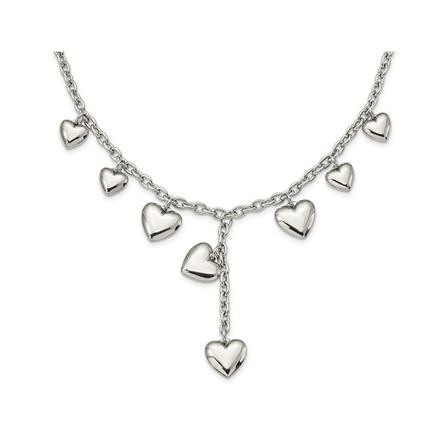 Stainless Steel Polished Hearts 18 Inches Y Necklace Image 1