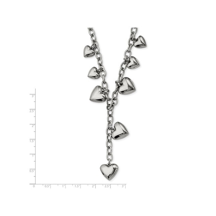 Stainless Steel Polished Hearts 18 Inches Y Necklace Image 3