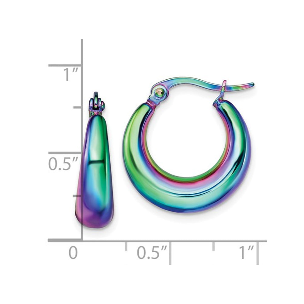 Stainless Steel Polished Rainbow Hoop Earrings Image 2