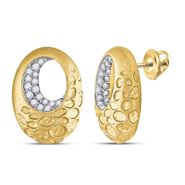 1/5 Carat (ctw H-II1-I2) Diamond Fashion Circle Earrings in 14K Yellow Gold Image 1