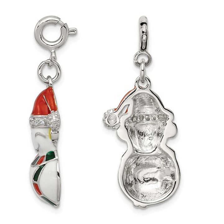 Sterling Silver Christmas Snowman Charm Pendant Necklace with Chain Image 3