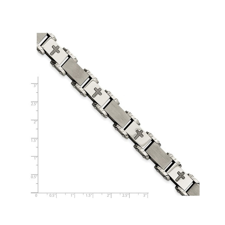 Mens Stainless Steel Cross Bracelet 8.75 Inches Image 4