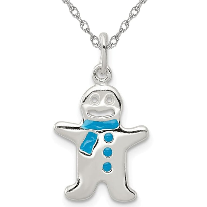 Sterling Silver Gingerbread Man Charm Pendant Necklace with Chain Image 1