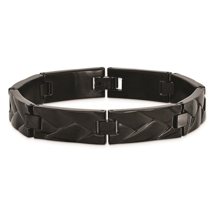 Mens Black Plated Stainless Steel Bracelet (9.00 Inches) Image 1