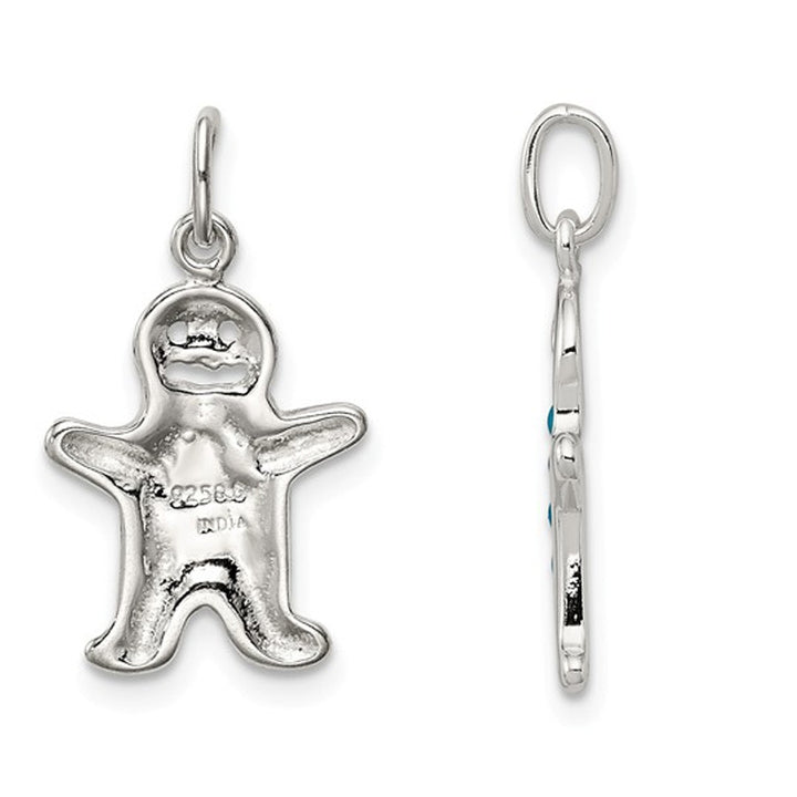 Sterling Silver Gingerbread Man Charm Pendant Necklace with Chain Image 3