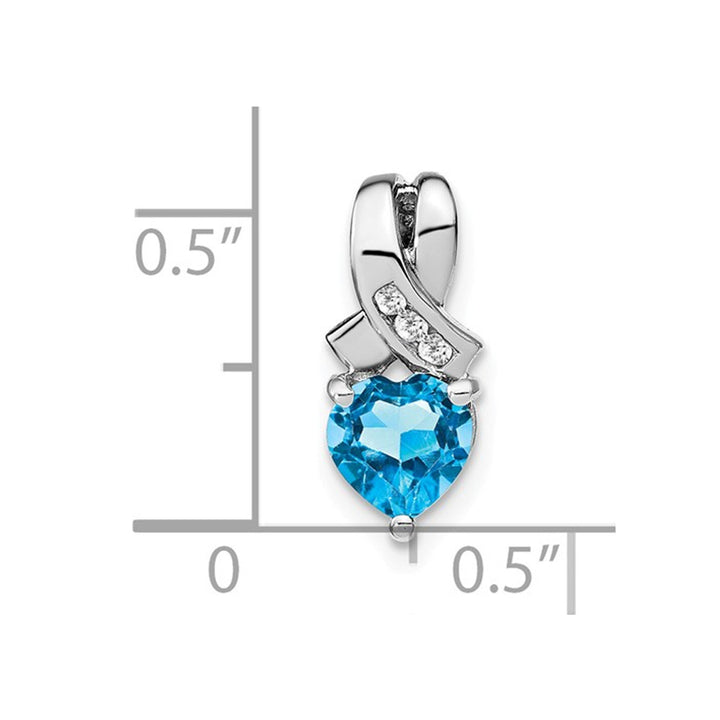 1.00 Carat (ctw) Blue Topaz Heart Pendant Necklace in Sterling Silver with Chain Image 3
