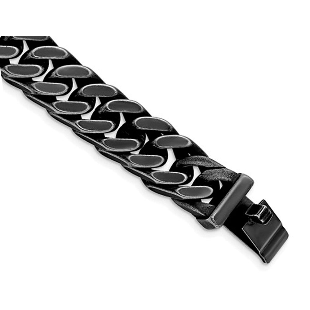 Mens Antiqued Stainless Steel Curb Chain Bracelet (8.50 Inches) Image 3