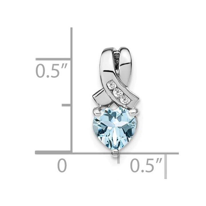 1.00 Carat (ctw) Aquamarine Heart Pendant Necklace In Sterling Silver with Chain Image 3