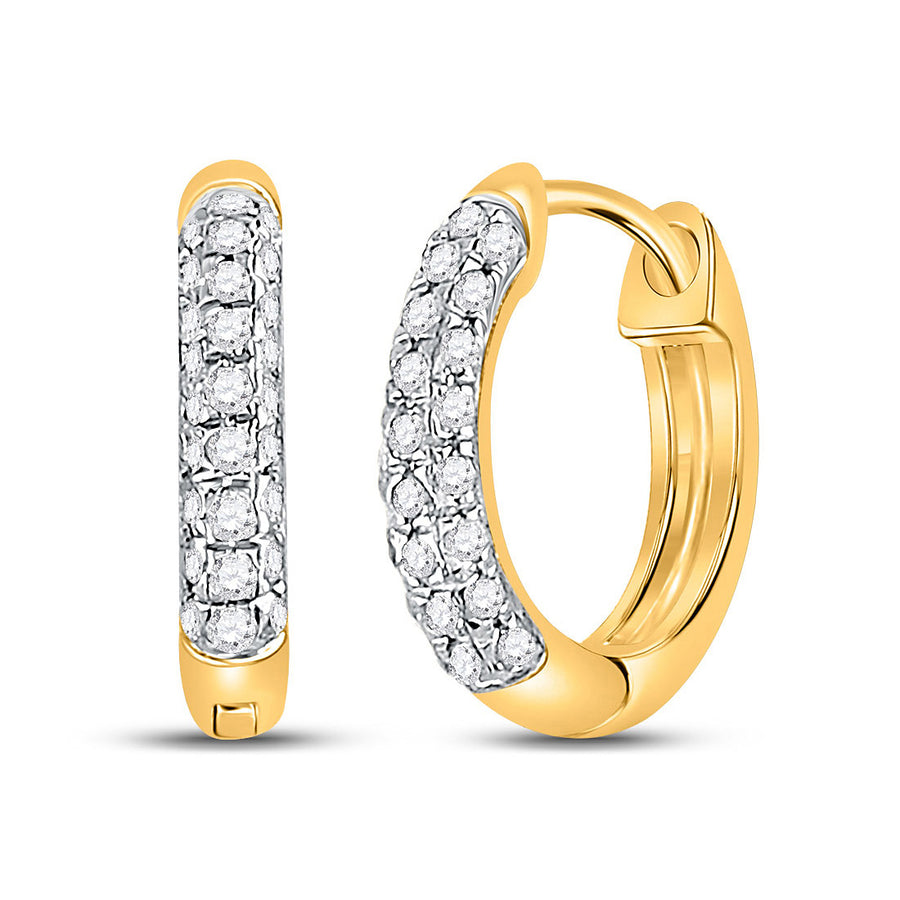 Small 1/6 Carat (ctw H-II2-I3) Diamond Hoop Earrings in 10K Yellow Gold Image 1