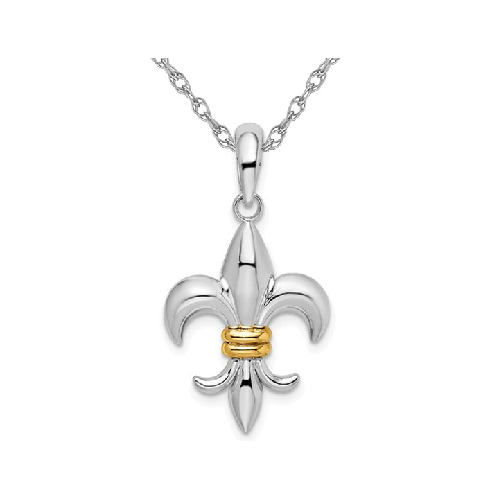 Fleur De Lis Pendant Necklace in Sterling Silver with Chain Image 1