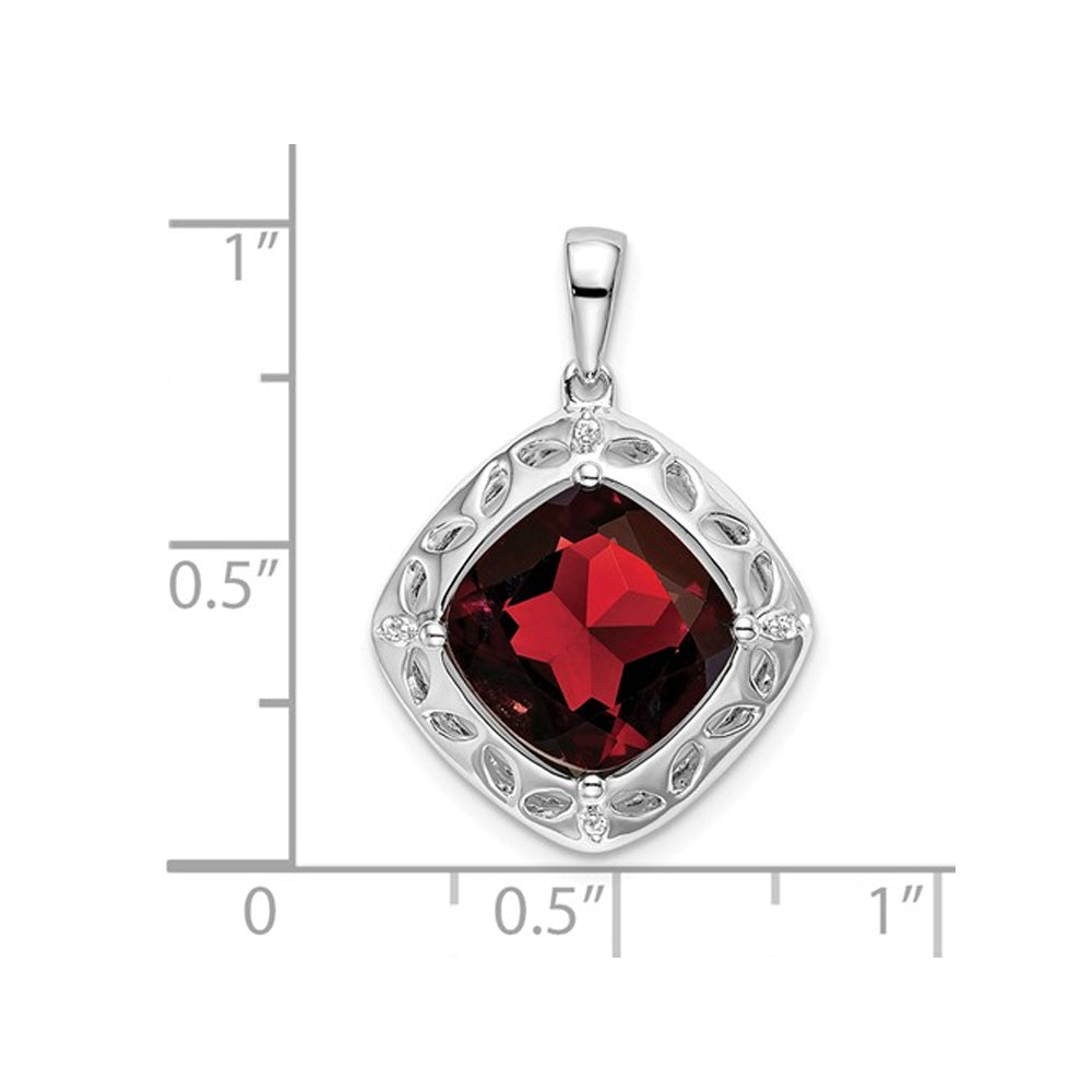 4.25 Carat (ctw) Large Natural Garnet Dangling Pendant Necklace in Sterling Silver with Chain Image 2