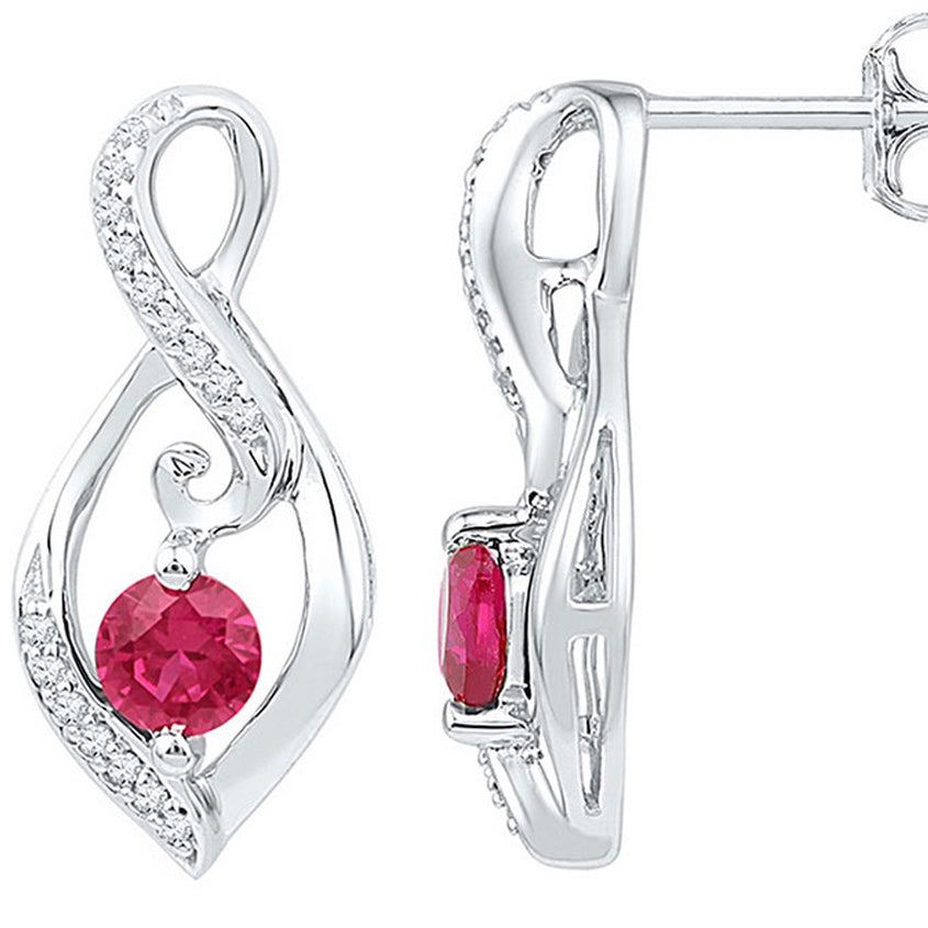 2.75 Carat (ctw) Ruby Dangle Earrings in 14K White Gold Image 1