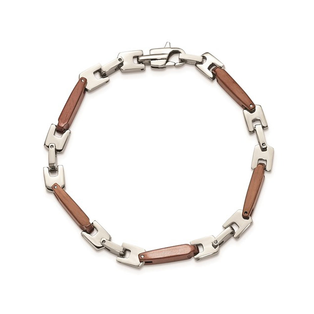 Mens Brown Plated Stainless Steel Bracelet (8.25 Inches) Image 1