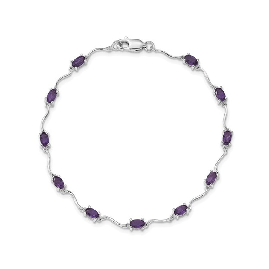 2.40 Carat (ctw) Amethyst Bracelet in Sterling Silver Image 1