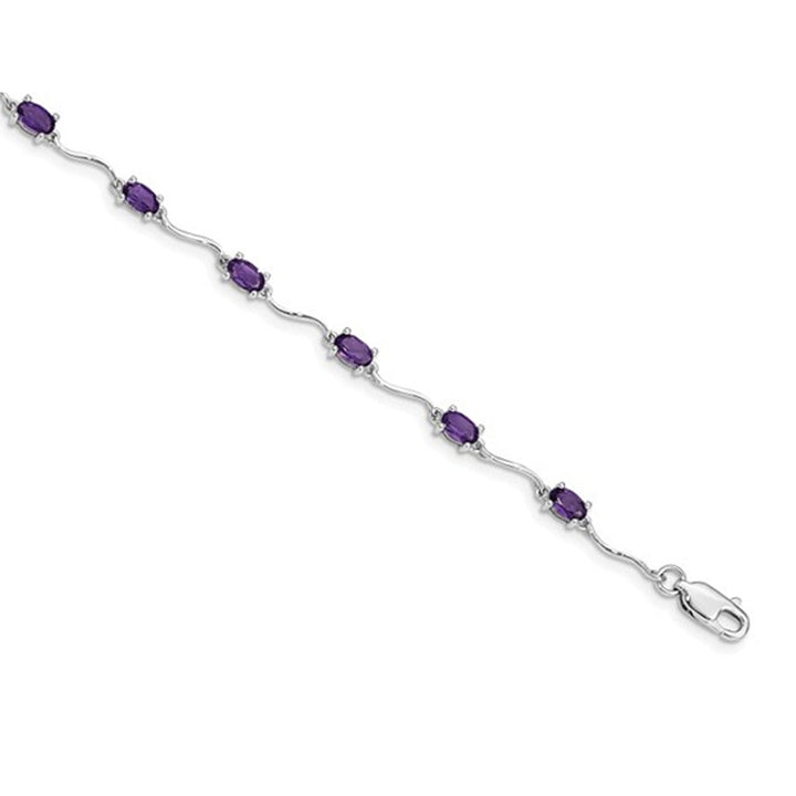 2.40 Carat (ctw) Amethyst Bracelet in Sterling Silver Image 2