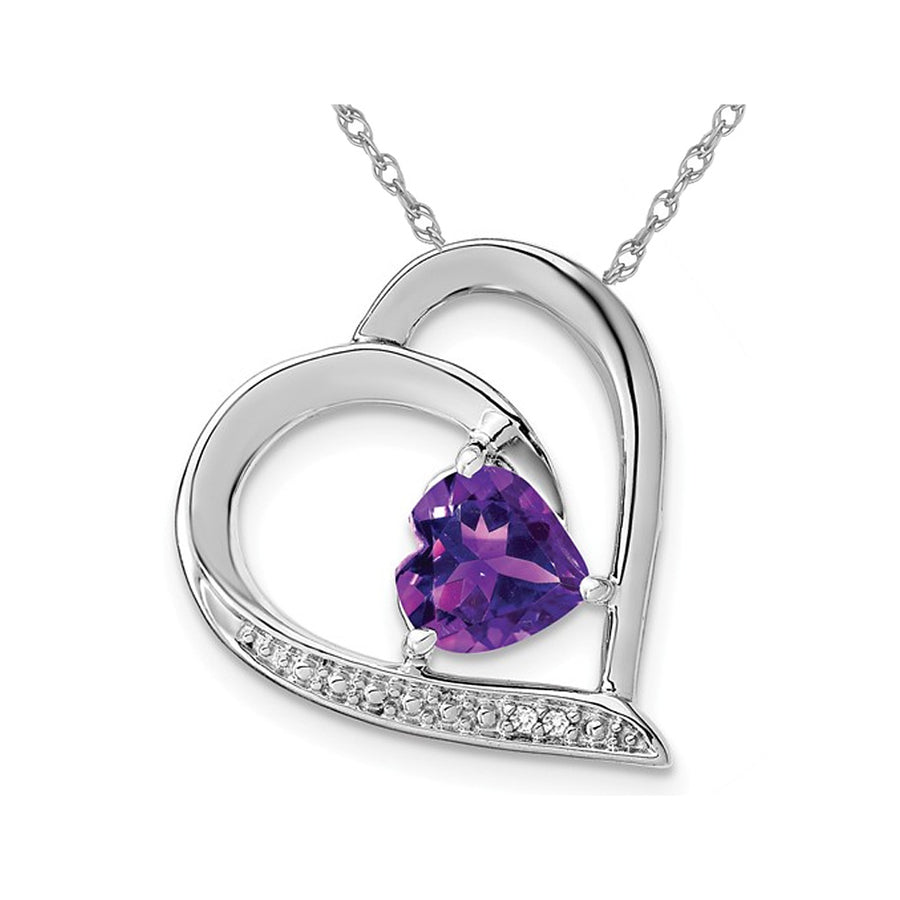 1.15 Carat (ctw) Natural Amethyst Heart Pendant Necklace in Sterling Silver with Chain Image 1