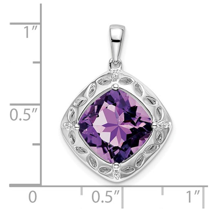 Large 4.25 Carat (ctw) Natural Amethyst Pendant Necklace in Sterling Silver with Chain) Image 2