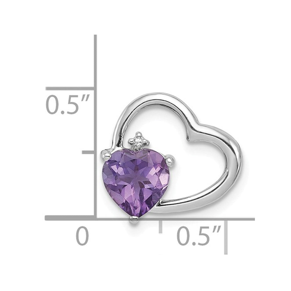 1.15 Carat (ctw) Natural Amethyst Heart Pendant Necklace in Sterling Silver with Chain Image 2
