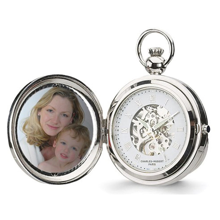 Chrome Finish Photo Insert Pocket Watch (48mm) Image 1