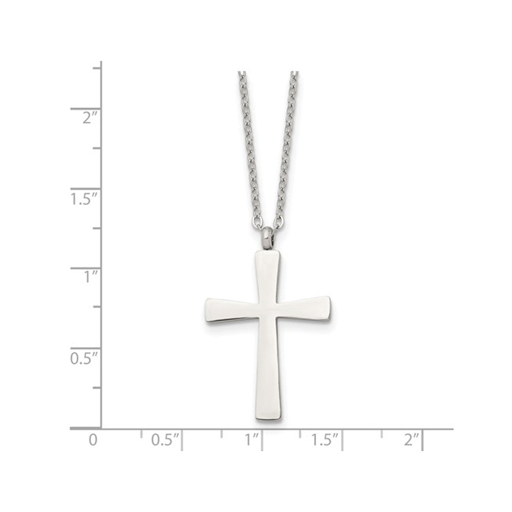 Mens Stainless Steel Cross Pendant Necklace with Chain Image 2