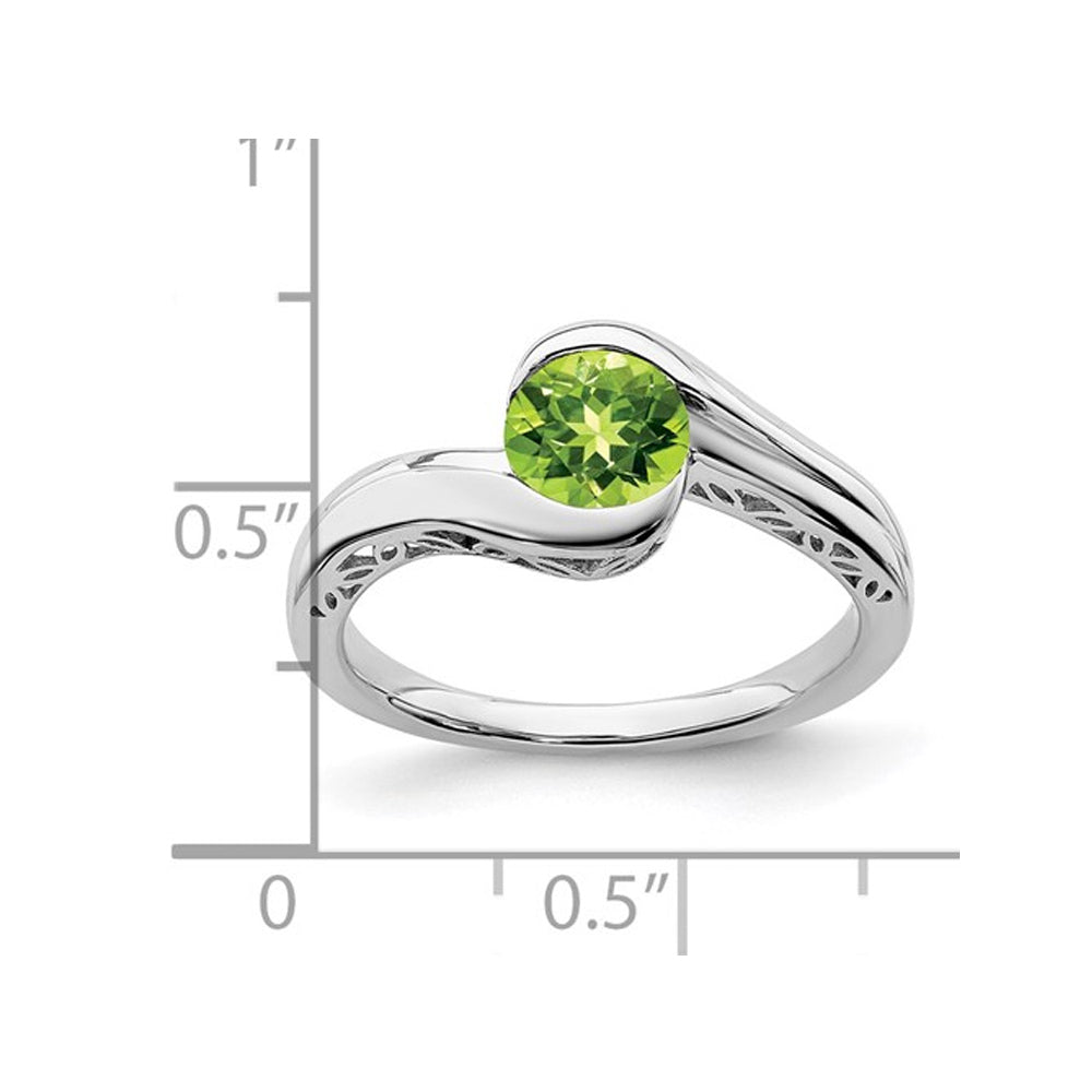 Solitaire Peridot Ring 7/10 Carat (ctw) in 10K White Gold Image 2