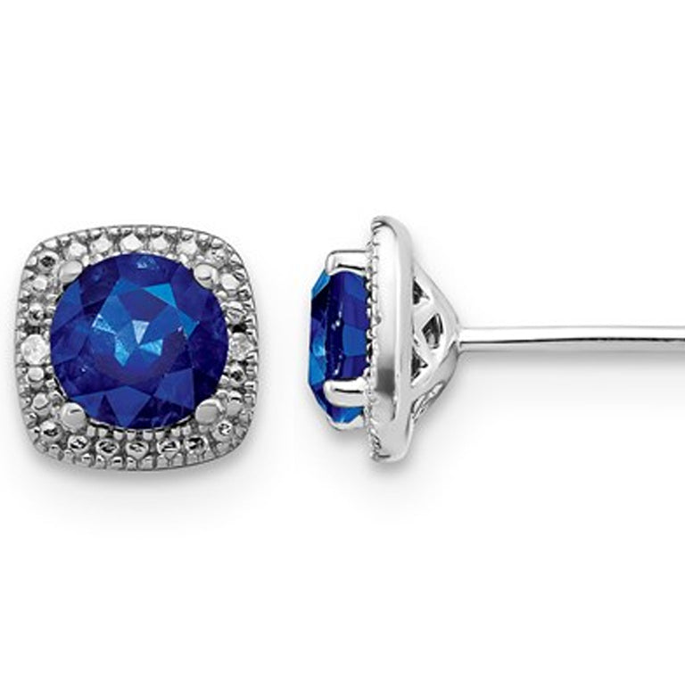 2.20 Carat (ctw) Lab Created Blue Sapphire Earrings Sterling Silver Image 1