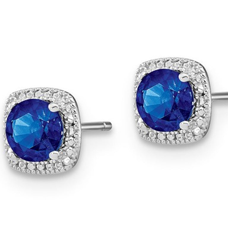 2.20 Carat (ctw) Lab Created Blue Sapphire Earrings Sterling Silver Image 2