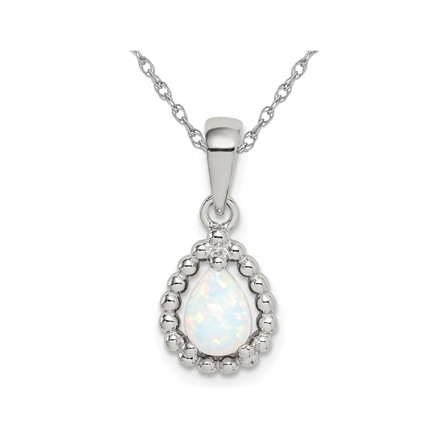 Lab Created Drop Opal Pendant Necklace in Sterling Silver with Chain Image 1