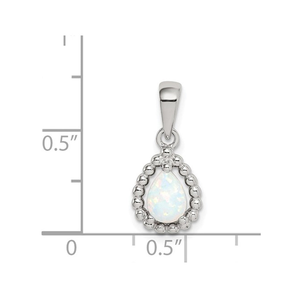 Lab Created Drop Opal Pendant Necklace in Sterling Silver with Chain Image 2