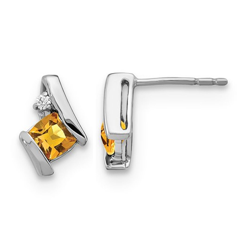 3/5 Carat (ctw) Citrine Cushion-Cut Post Earrings in Sterling Silver Image 1