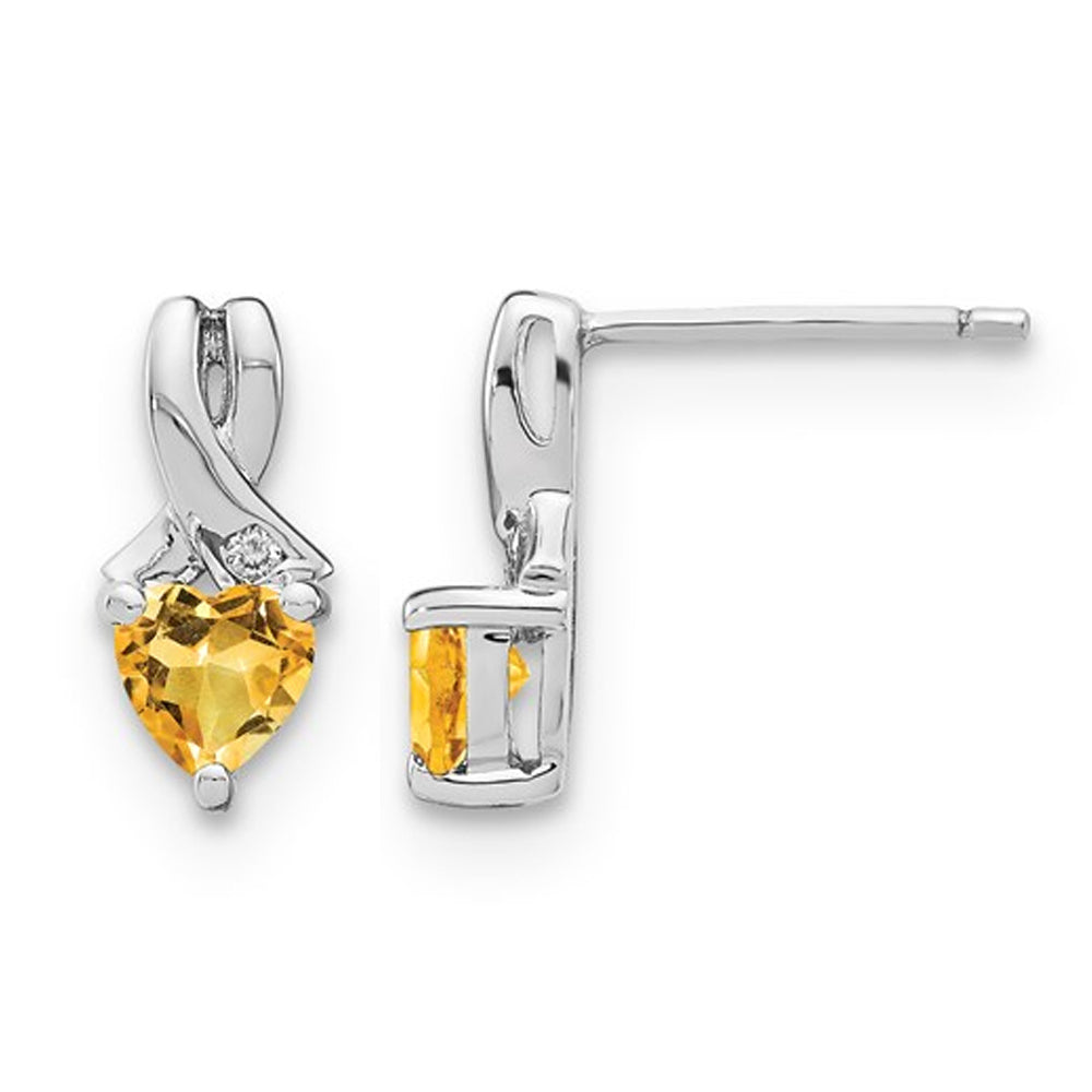 4/5 Carat (ctw) Natural Citrine Heart Drop Earrings in Sterling Silver Image 1