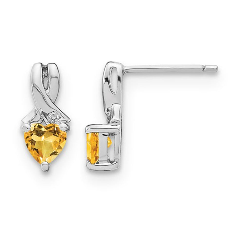 4/5 Carat (ctw) Natural Citrine Heart Drop Earrings in Sterling Silver Image 1