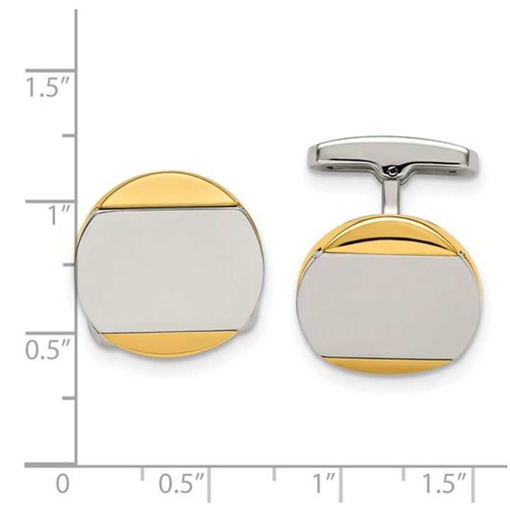 Mens Polished Cuff Links in Stainless Steel Image 2