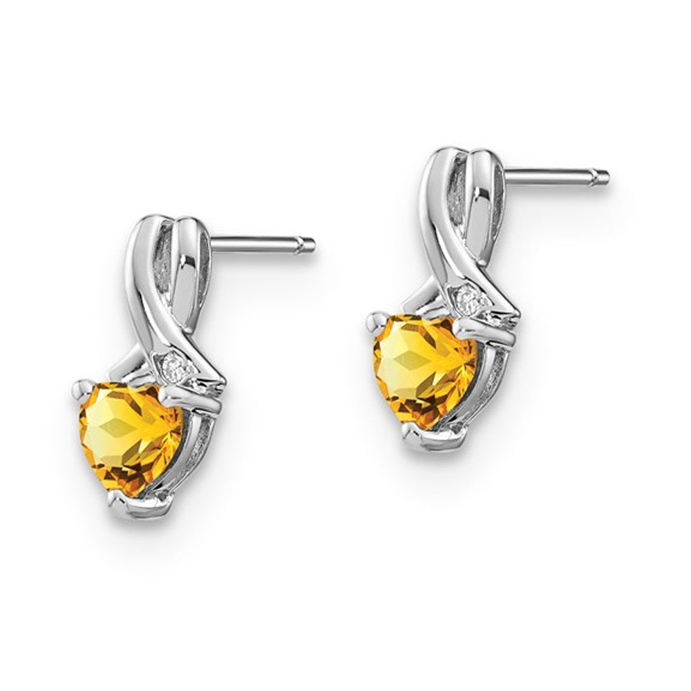 4/5 Carat (ctw) Natural Citrine Heart Drop Earrings in Sterling Silver Image 2