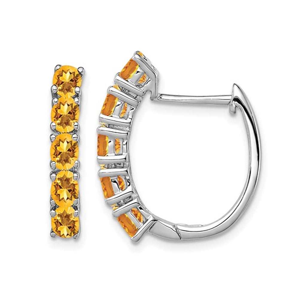 2.20 Carat (ctw) Natural Citrine Hoop Earrings in Sterling Silver Image 1