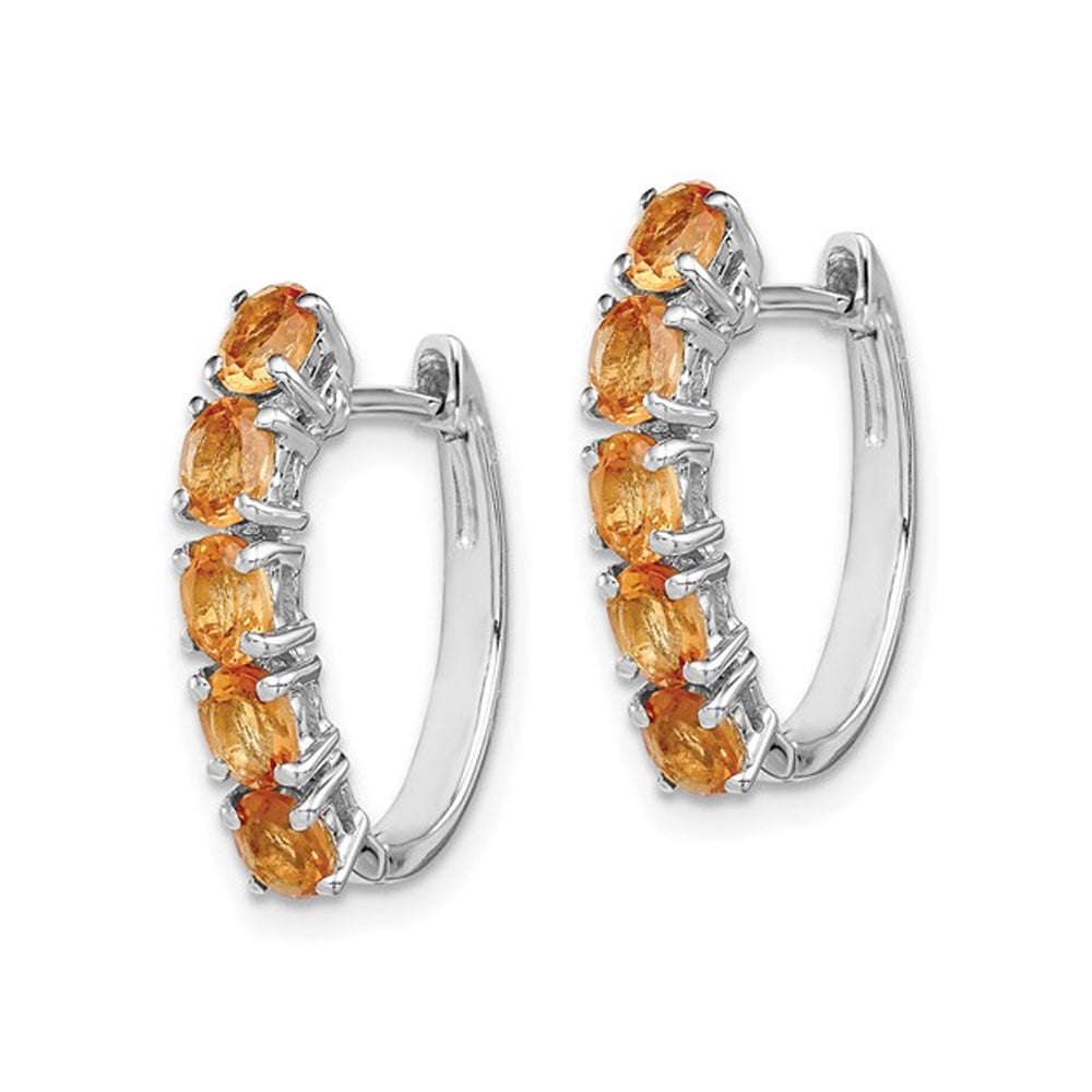 2.20 Carat (ctw) Natural Citrine Hoop Earrings in Sterling Silver Image 2